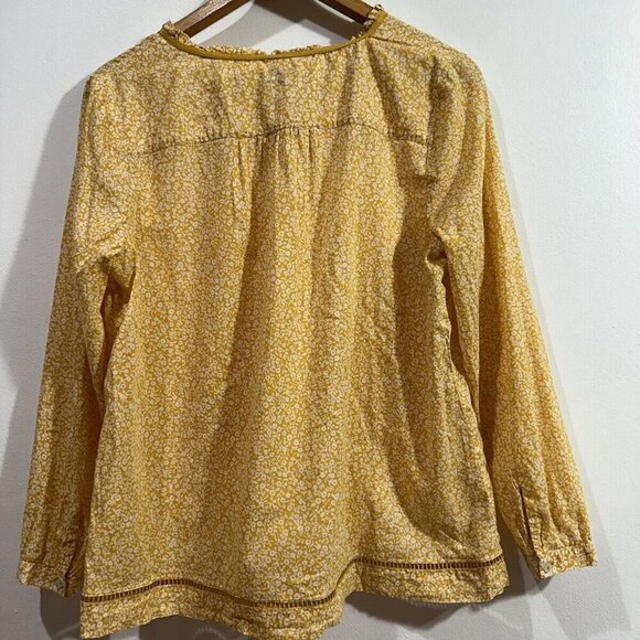 Talbots Top Women Women's Yellow Long  Sleeve Split V Neck Eyelet‎  Tunic SZ LP - Picture 9 of 14